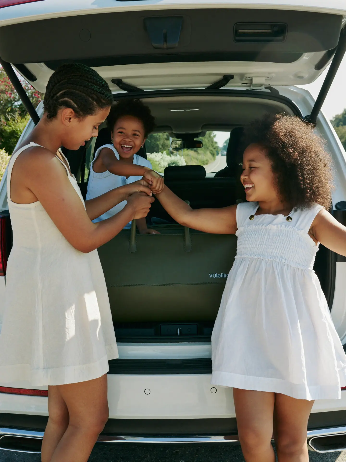 Family loading their car